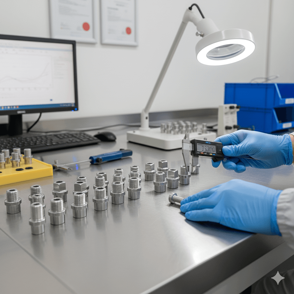 Quality control inspection process with precision measurement tools