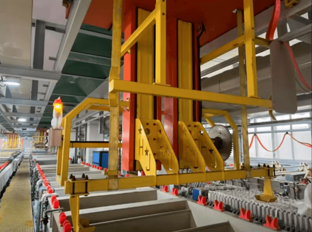 Automated electroplating line with gantry system for fastener coating